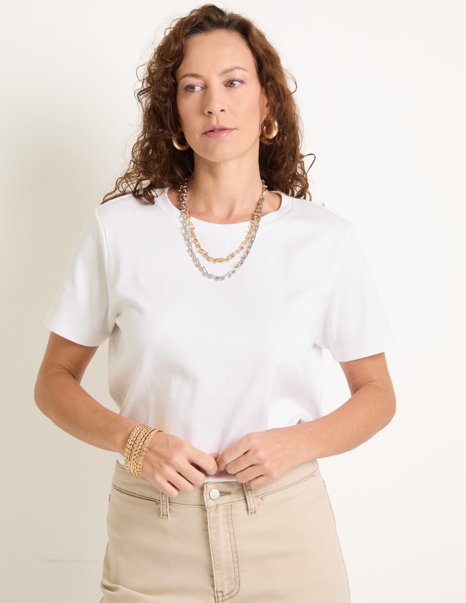 Playera manga corta 365 Essential cuello redondo para mujer Playera manga corta 365 Essential cuello redondo para mujer