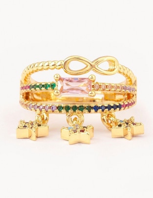 Anillo Stellar 14 k zirconia baño de oro Anillo Stellar 14 k zirconia baño de oro
