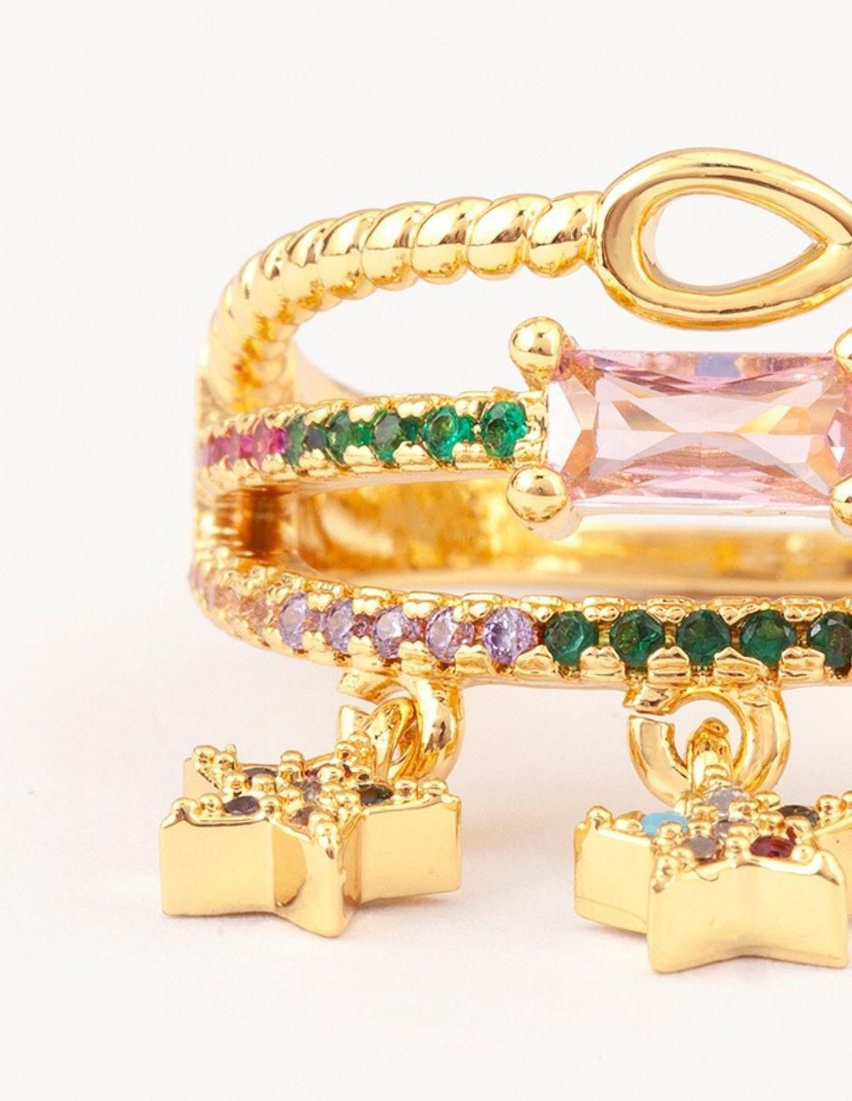 Anillo Stellar 14 k zirconia baño de oro 4