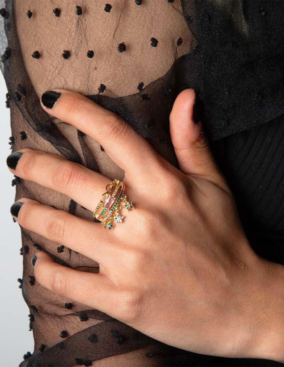 Anillo Stellar 14 k zirconia baño de oro 3