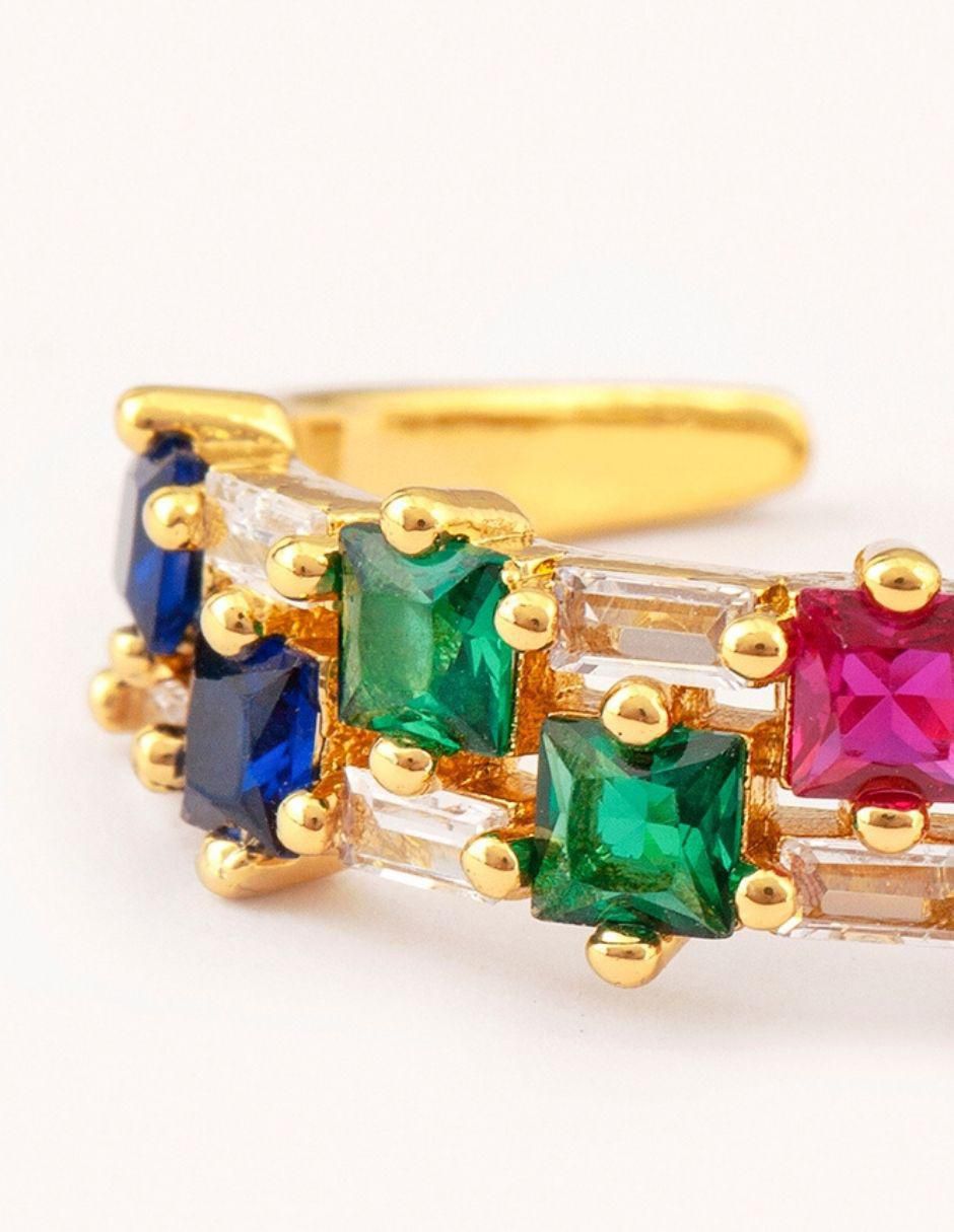 Anillo Ximena 14 k zirconia baño de oro 4