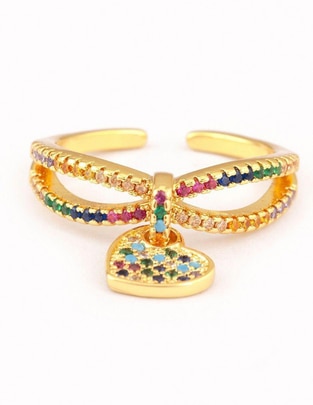 Anillo de corazón Amour 14 k zirconia baño de oro Anillo de corazón Amour 14 k zirconia baño de oro