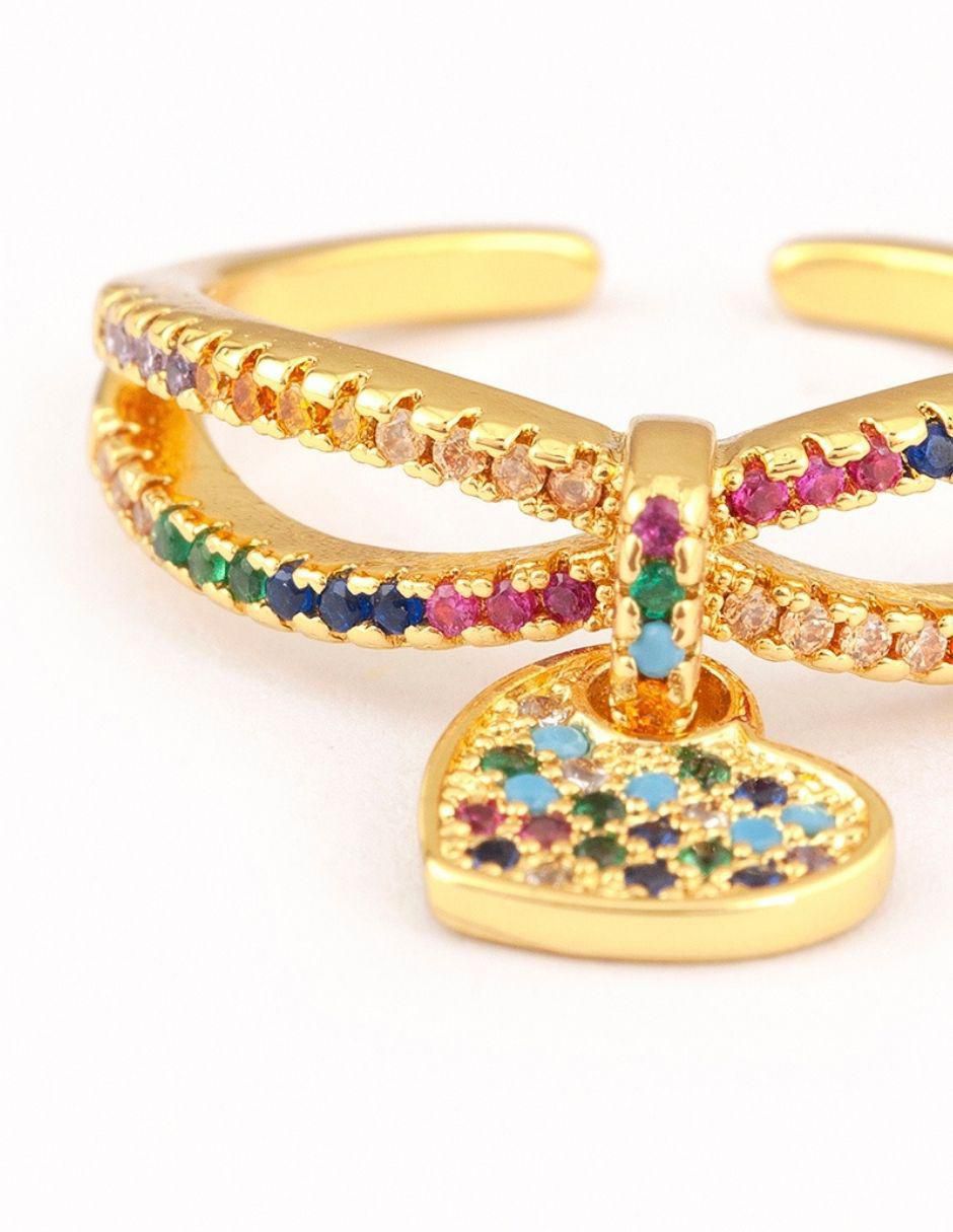 Anillo de corazón Amour 14 k zirconia baño de oro 4