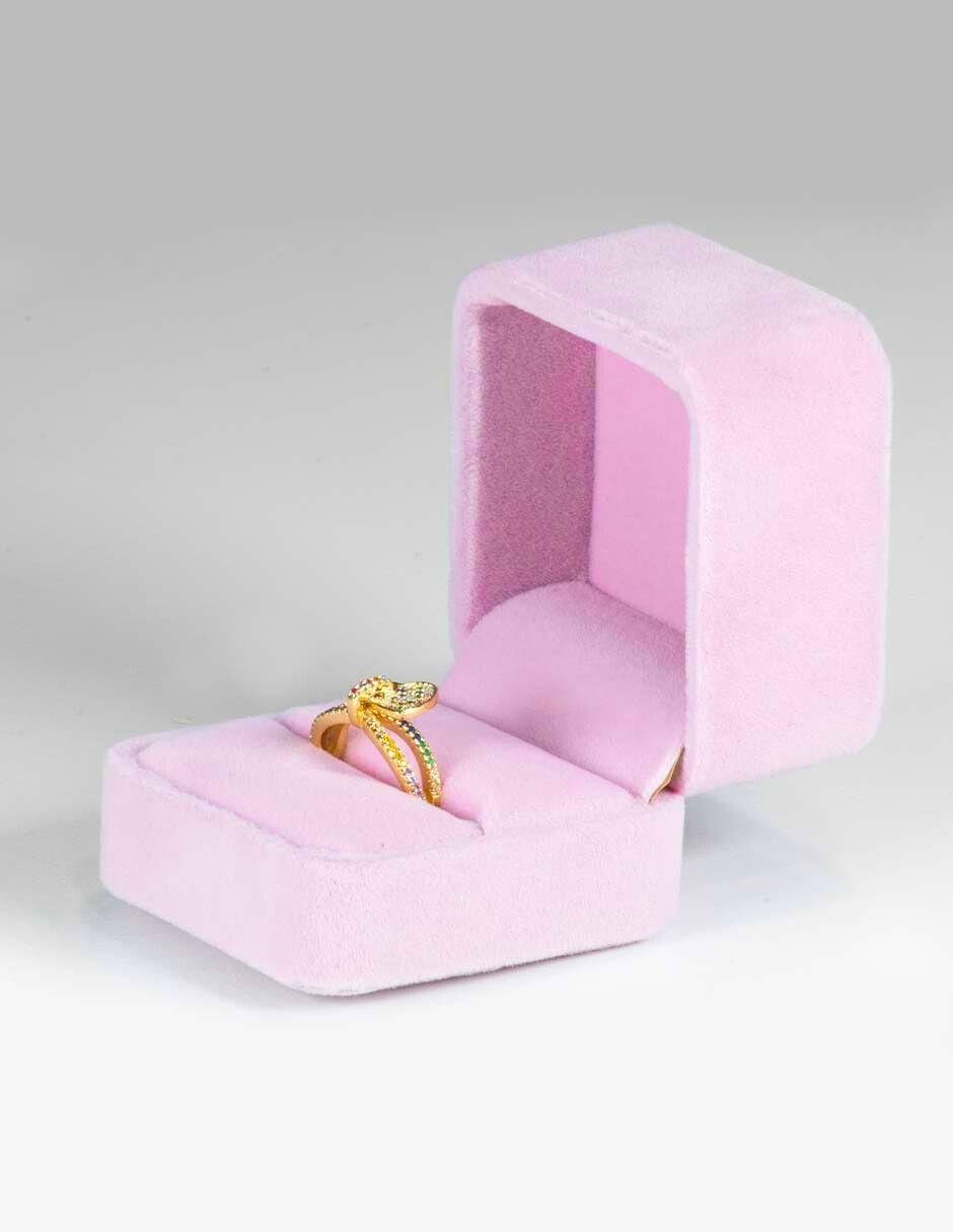 Anillo de corazón Amour 14 k zirconia baño de oro 2