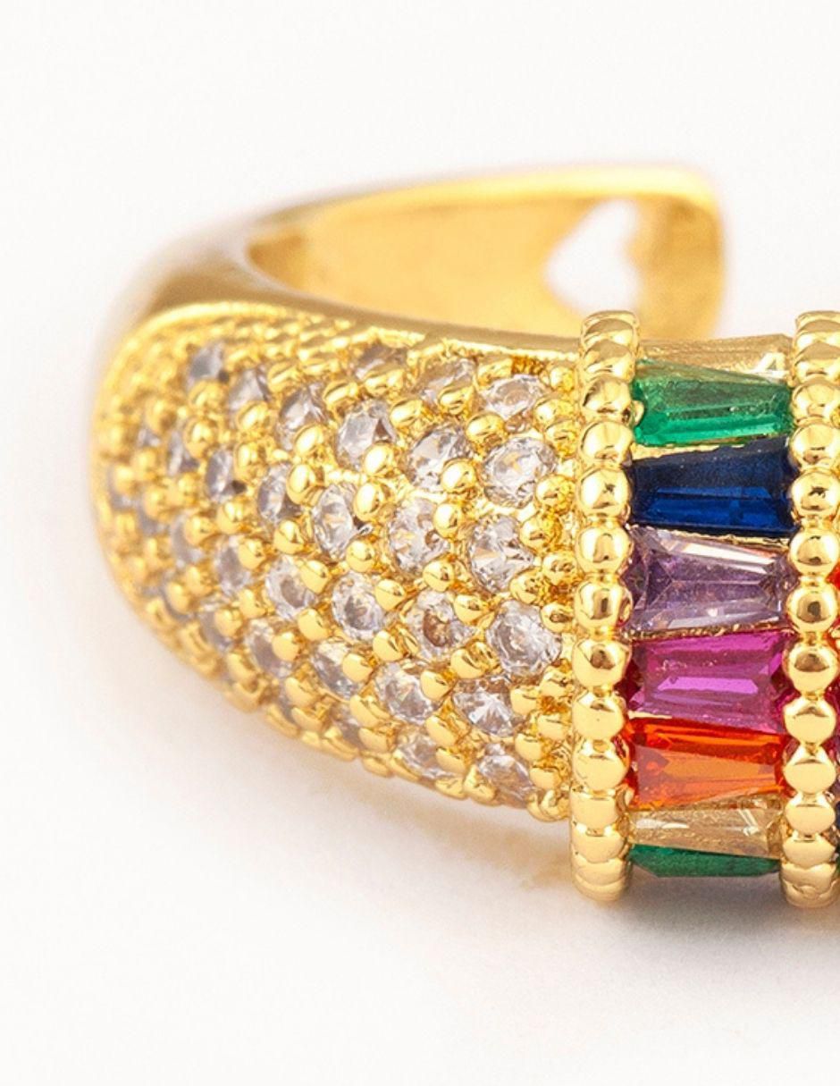 Anillo Imperial Luxe 14 k zirconia baño de oro 4