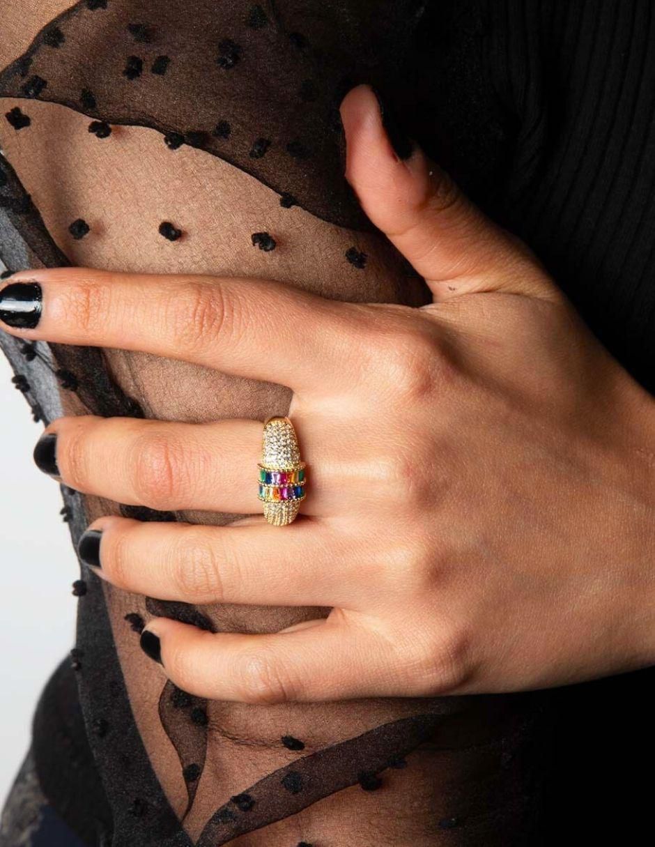 Anillo Imperial Luxe 14 k zirconia baño de oro 3