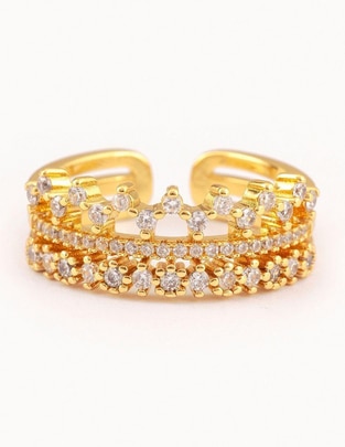 Anillo de corona Crown 14 k zirconia baño de oro Anillo de corona Crown 14 k zirconia baño de oro