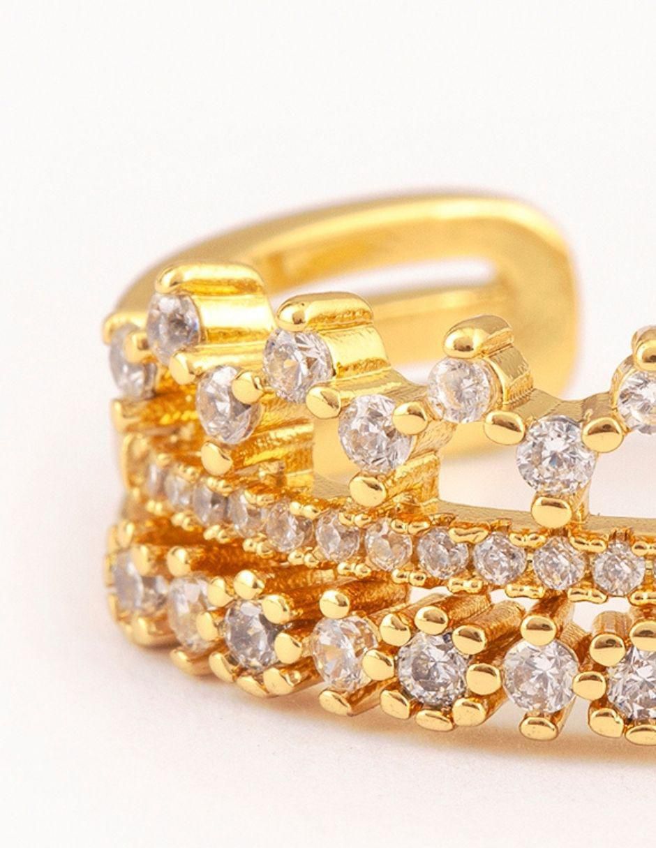 Anillo de corona Crown 14 k zirconia baño de oro 4