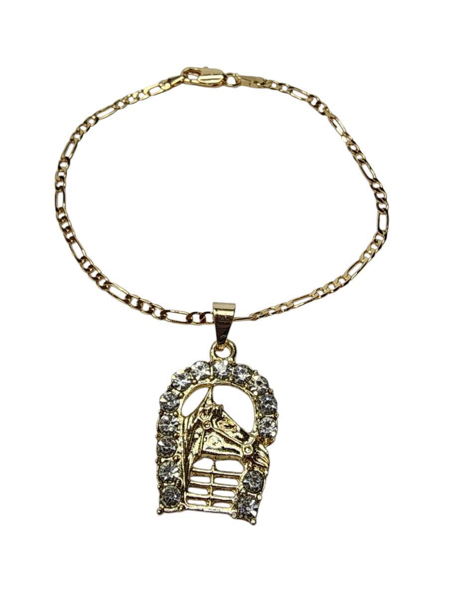 Pulsera de oro laminado con zirconia 14 K Equino acabado brillante Pulsera de oro laminado con zirconia 14 K Equino acabado brillante