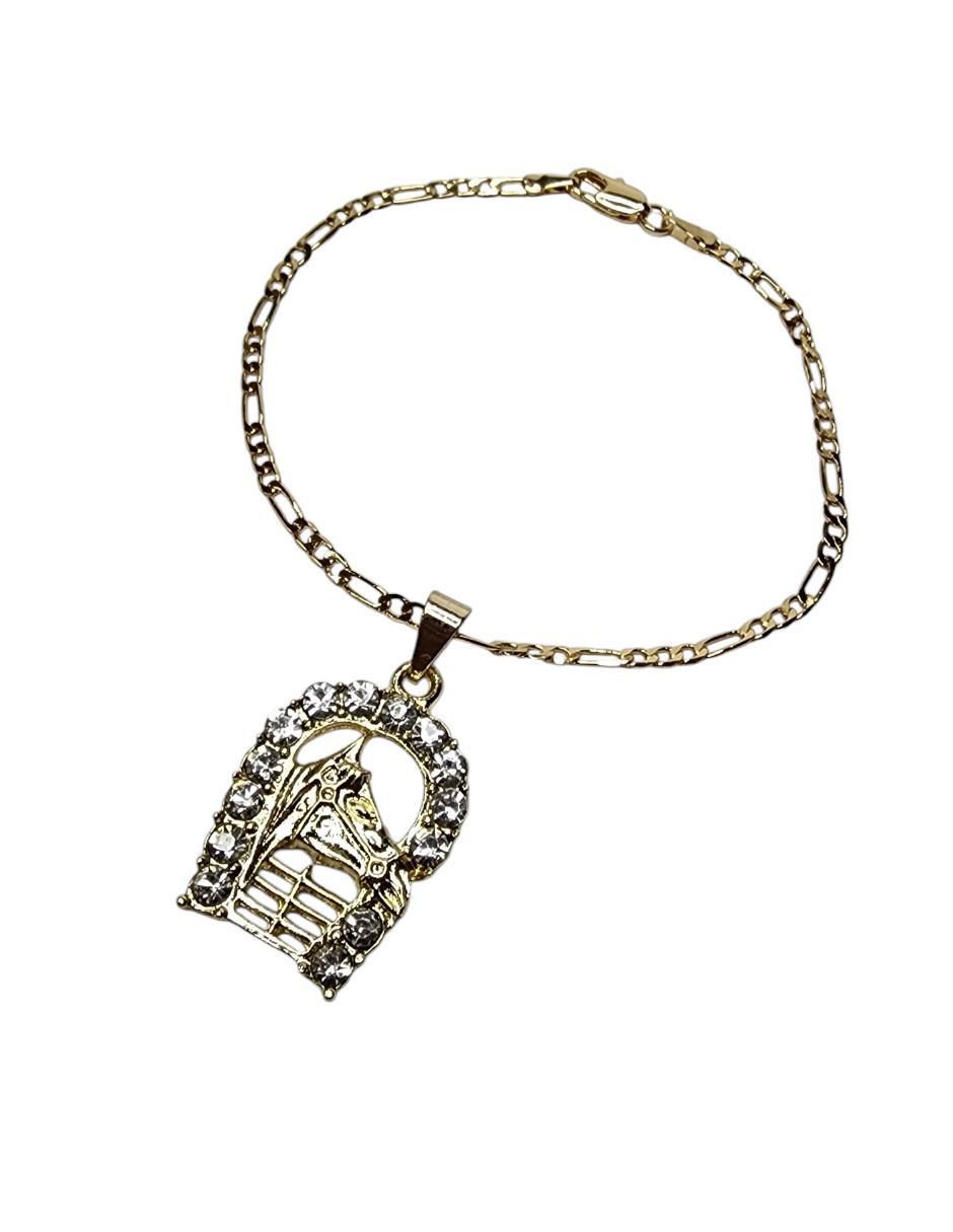 Pulsera de oro laminado con zirconia 14 K Equino acabado brillante 2