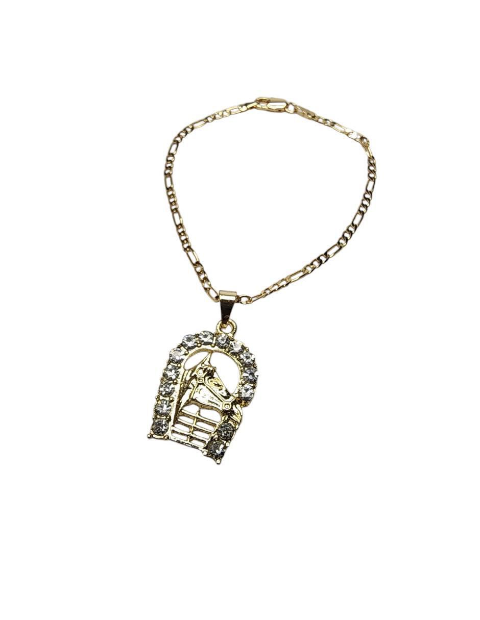 Pulsera de oro laminado con zirconia 14 K Equino acabado brillante 6