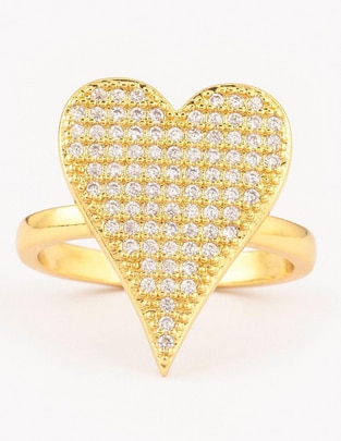 Anillo de corazón Bom Bom 14 k zirconia baño de oro