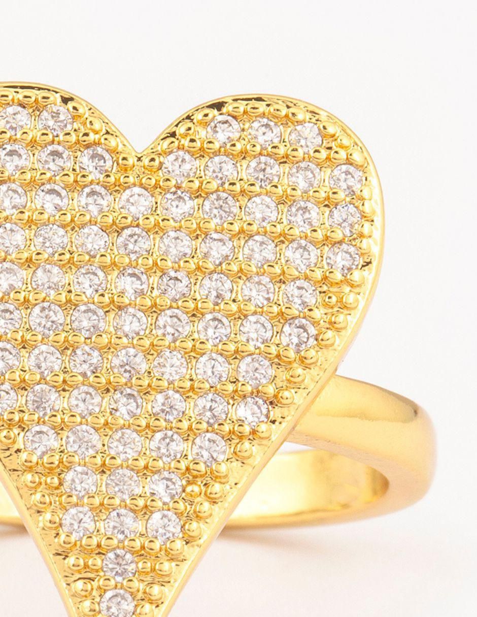 Anillo de corazón Bom Bom 14 k zirconia baño de oro