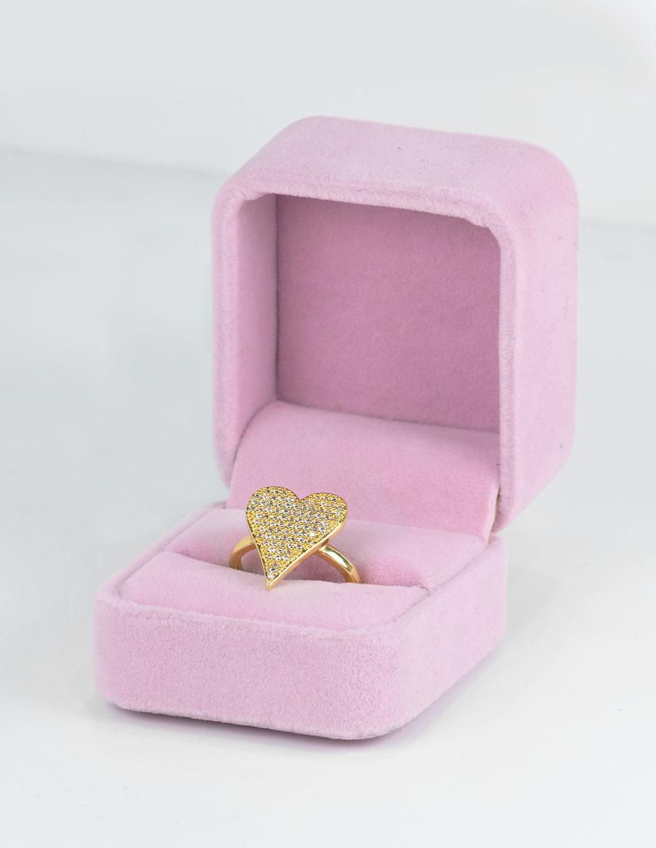 Anillo de corazón Bom Bom 14 k zirconia baño de oro