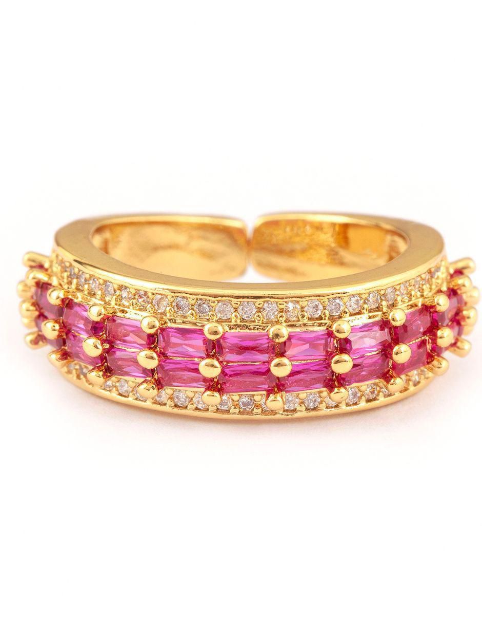 Anillo Halo 18 k zirconia baño de oro 1