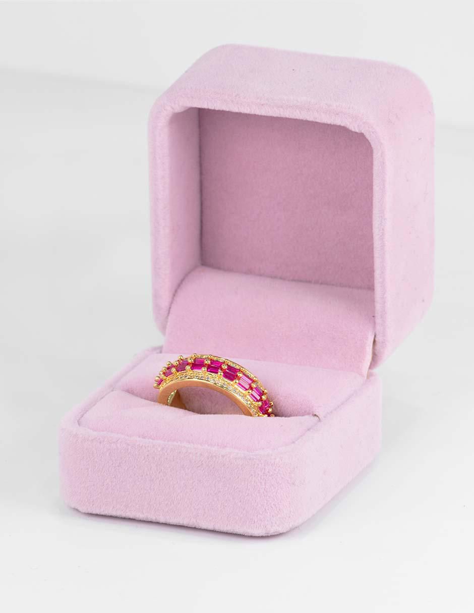 Anillo Halo 18 k zirconia baño de oro 3