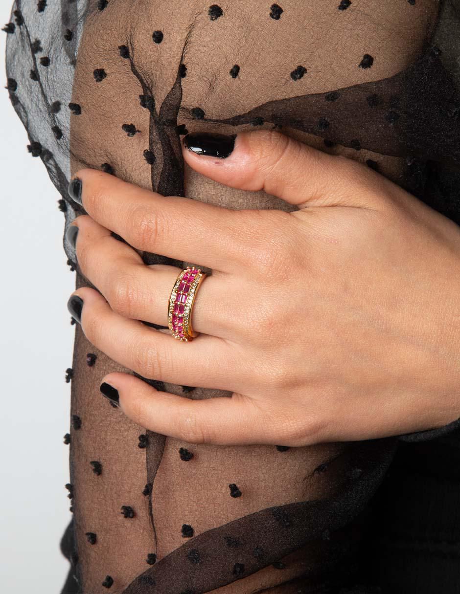 Anillo Halo 18 k zirconia baño de oro 2