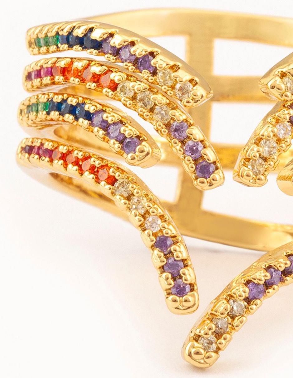 Anillo Brisa zirconia baño de oro 4