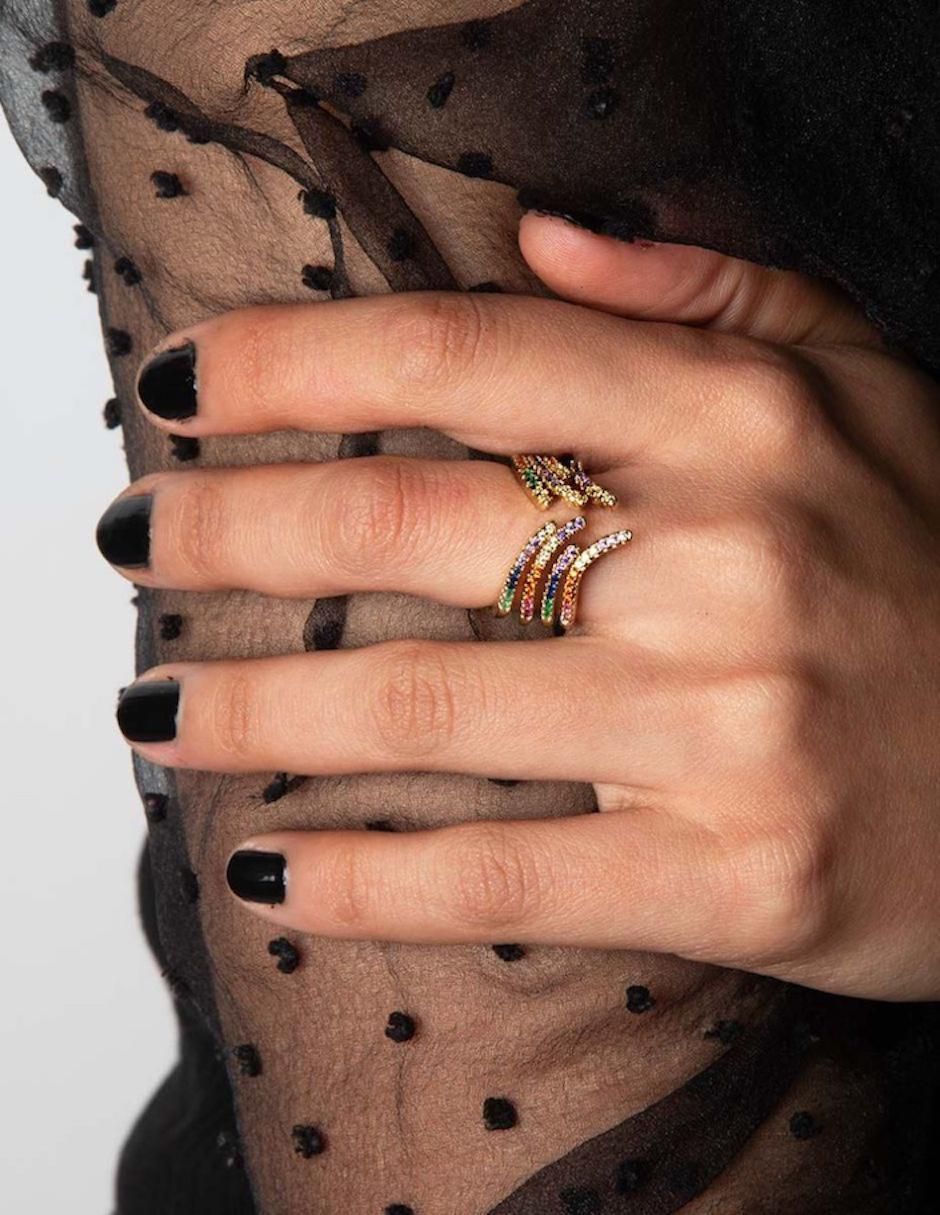 Anillo Brisa zirconia baño de oro 3