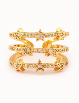 Anillo de estrella Estelar 18 k zirconia baño de oro Anillo de estrella Estelar 18 k zirconia baño de oro