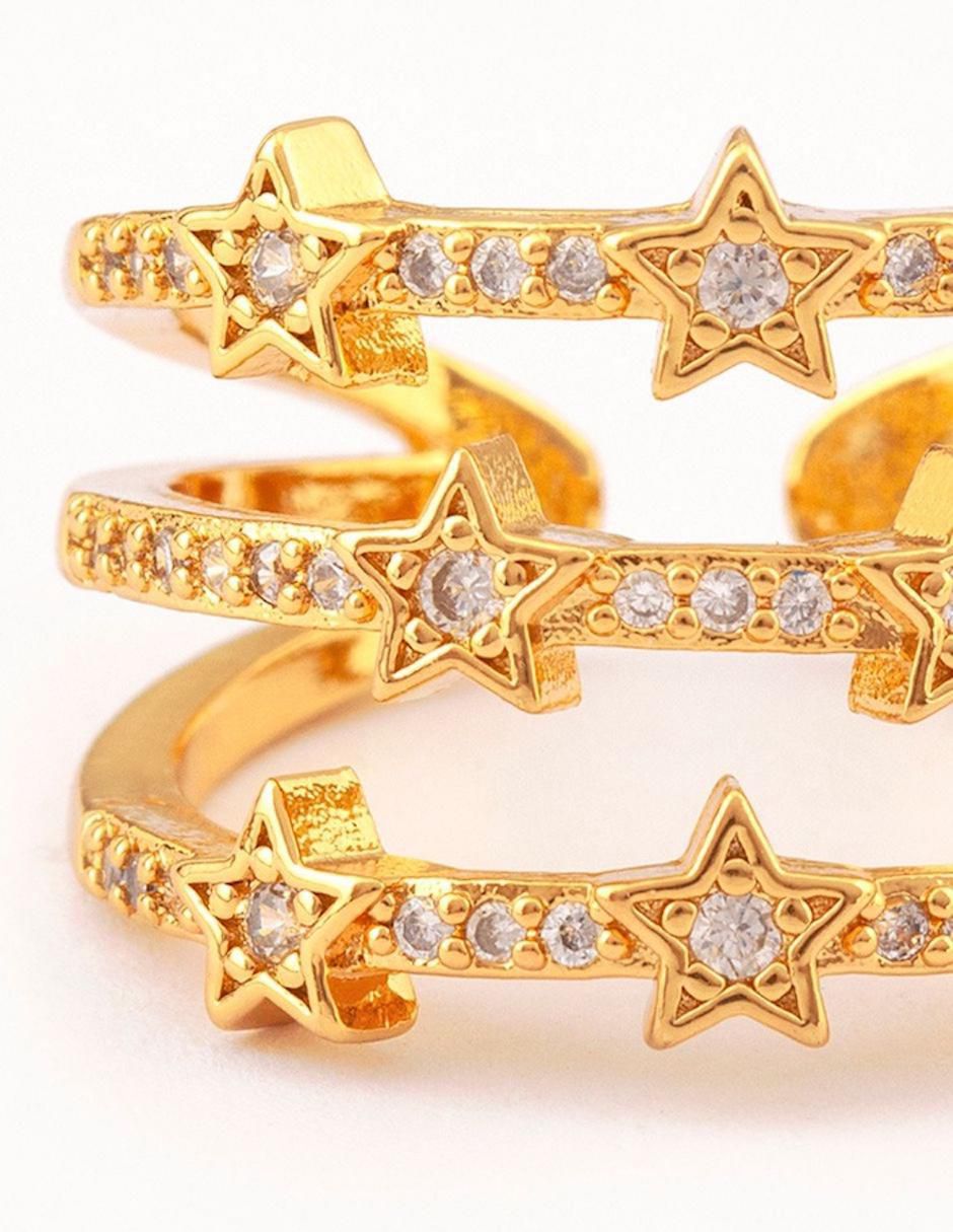 Anillo de estrella Estelar 18 k zirconia baño de oro 4
