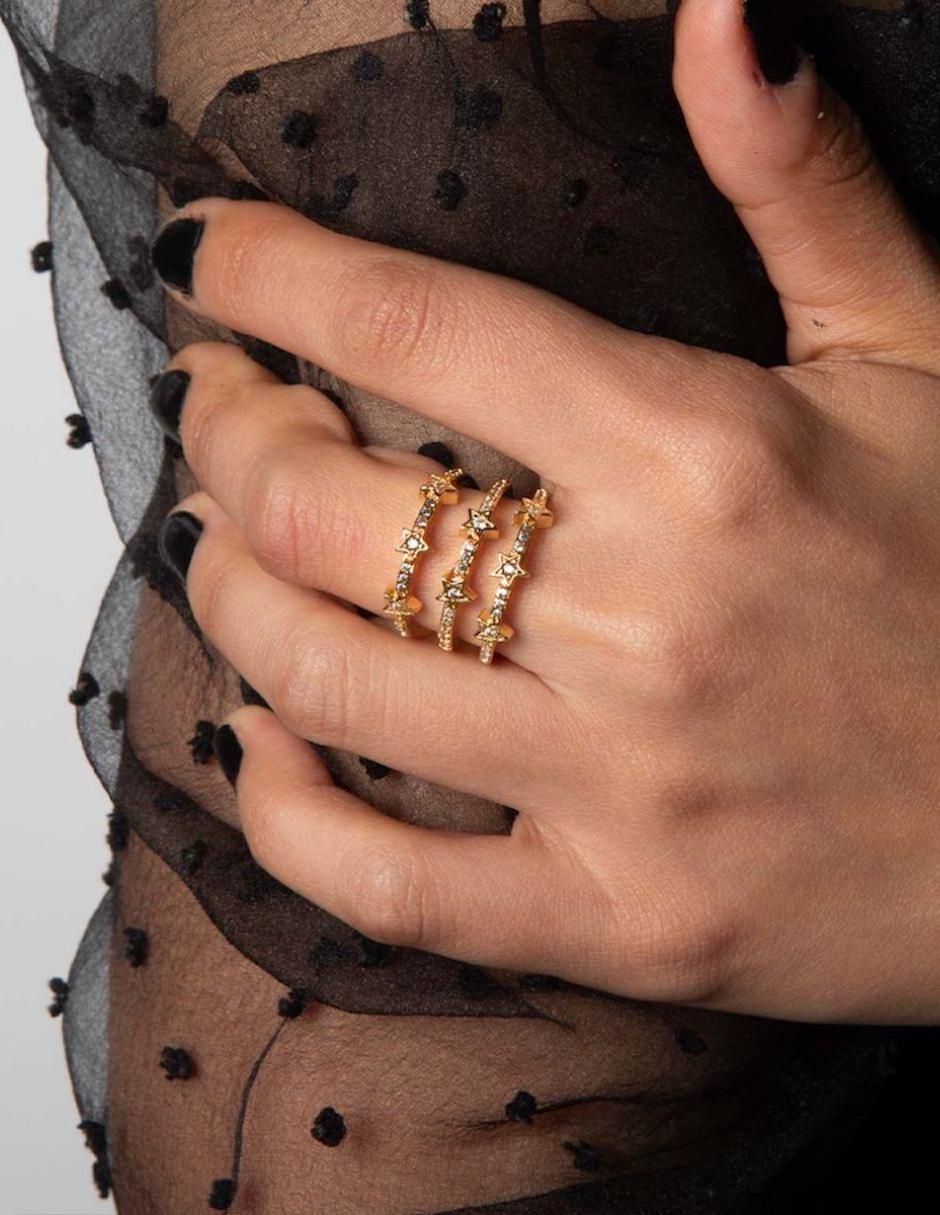 Anillo de estrella Estelar 18 k zirconia baño de oro 3
