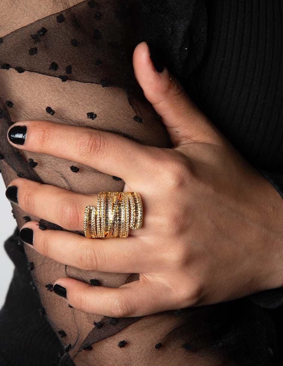 Anillo Diva 18 k zirconia baño de oro 3