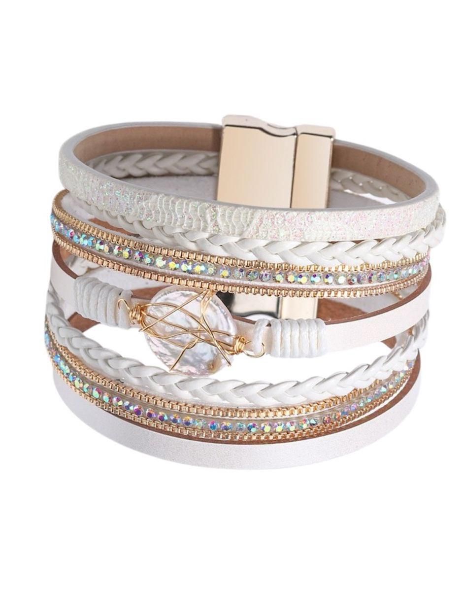 Pulsera con perla Luna Boreal acabado liso