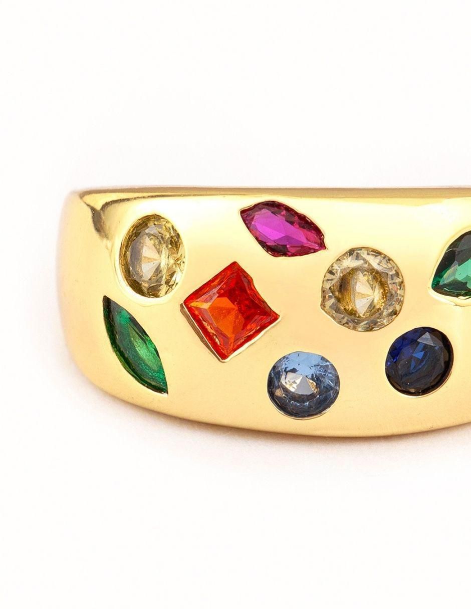 Anillo Bravura Golden zirconia baño de oro 4