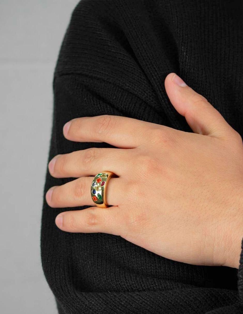 Anillo Bravura Golden zirconia baño de oro 2