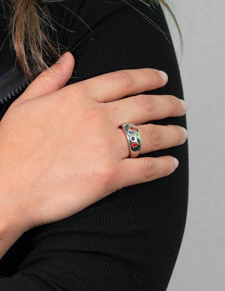 Anillo Bravura zirconia baño de rodio 2
