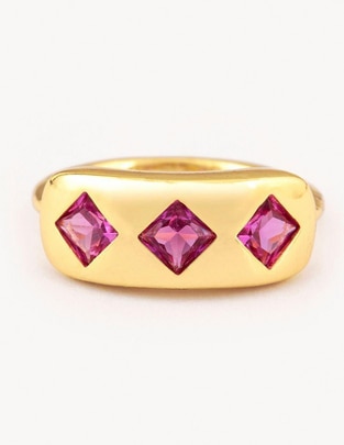 Anillo Eloria Golden zirconia baño de oro