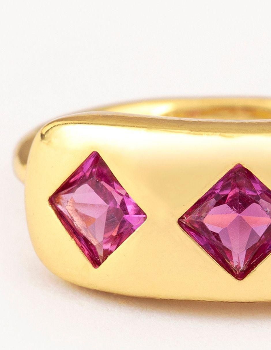 Anillo Eloria Golden zirconia baño de oro