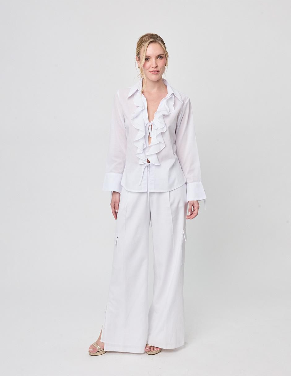 Blusa camisera Linea Pura manga larga para mujer