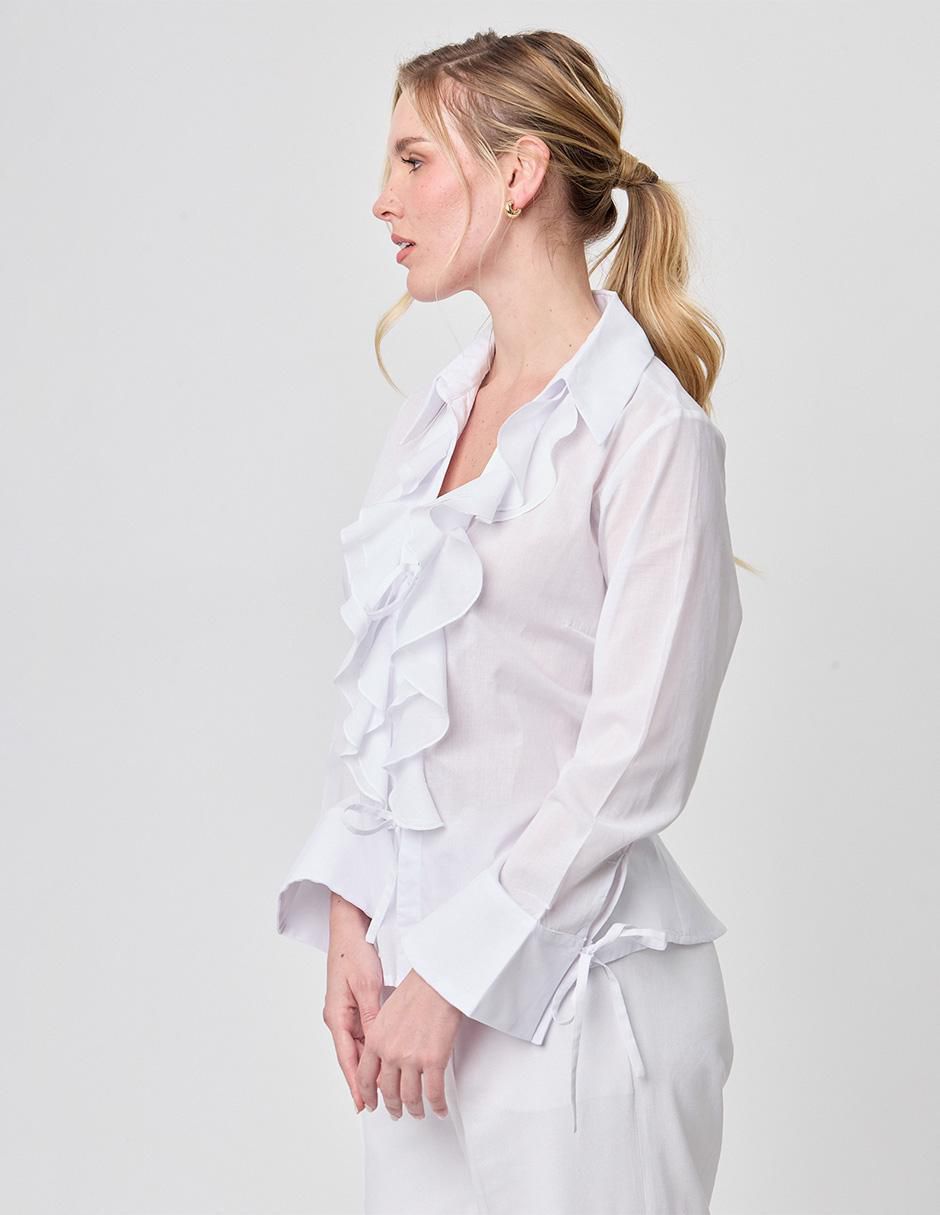 Blusa camisera Linea Pura manga larga para mujer