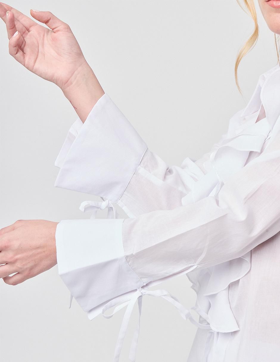Blusa camisera Linea Pura manga larga para mujer