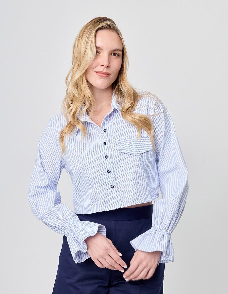Blusa camisera Linea Pura manga larga para mujer