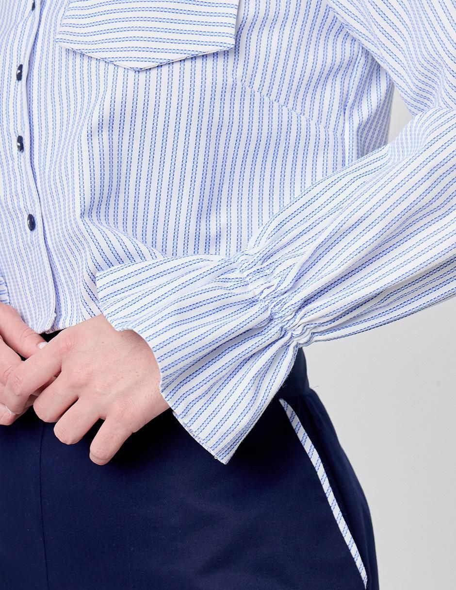 Blusa camisera Linea Pura manga larga para mujer