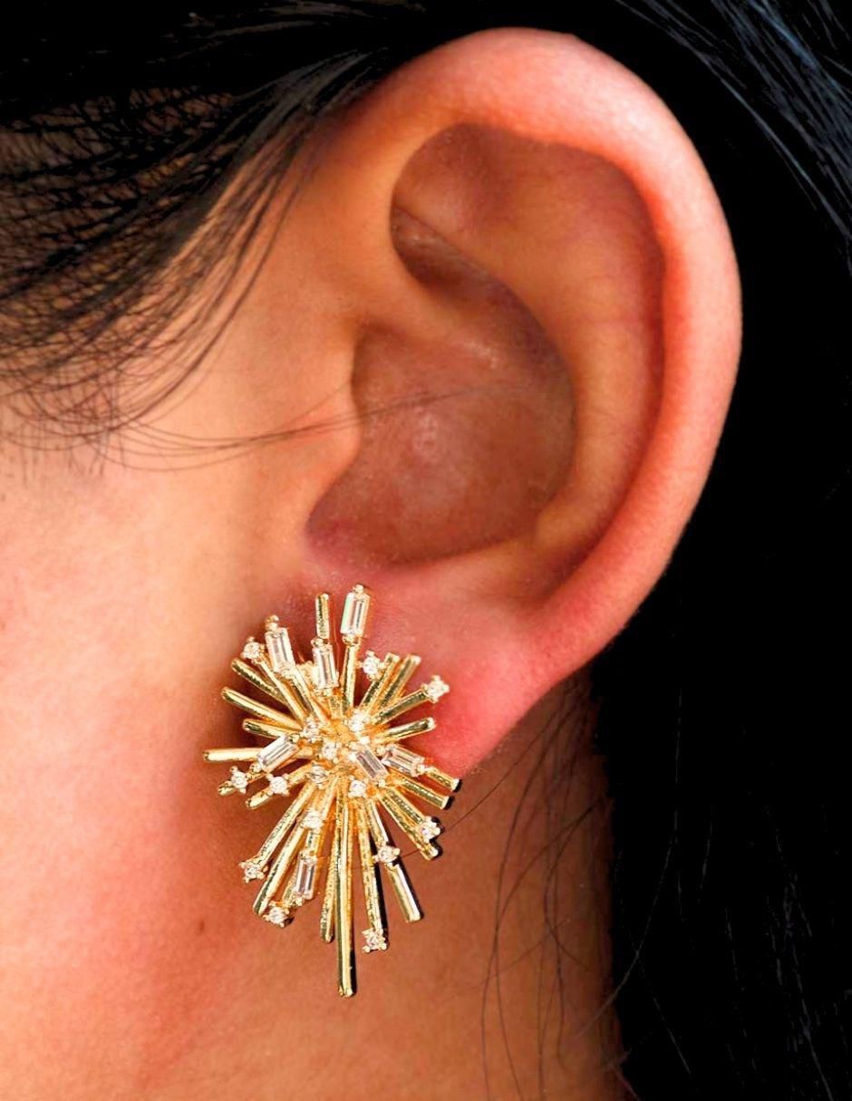 Aretes de estrella con acabado baño de oro zirconia 2