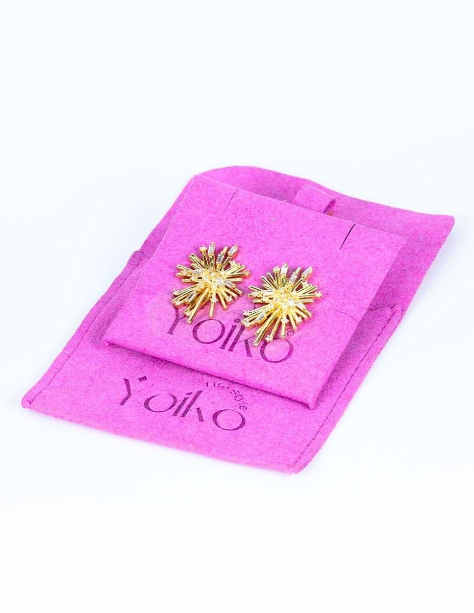Aretes de estrella con acabado baño de oro zirconia 4