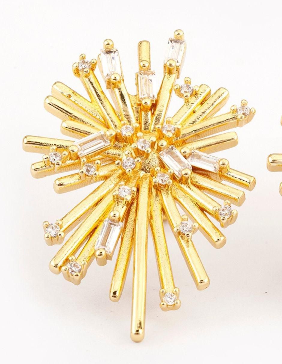 Aretes de estrella con acabado baño de oro zirconia 5