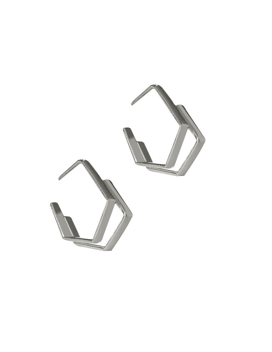 Arracadas de hexagonal de plata P 925 con acabado brillante 2