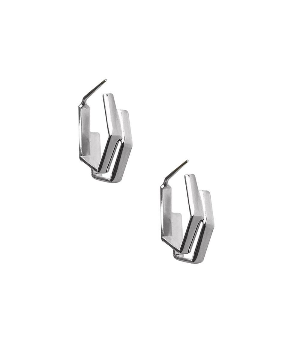 Arracadas de hexagonal de plata P 925 con acabado brillante 3