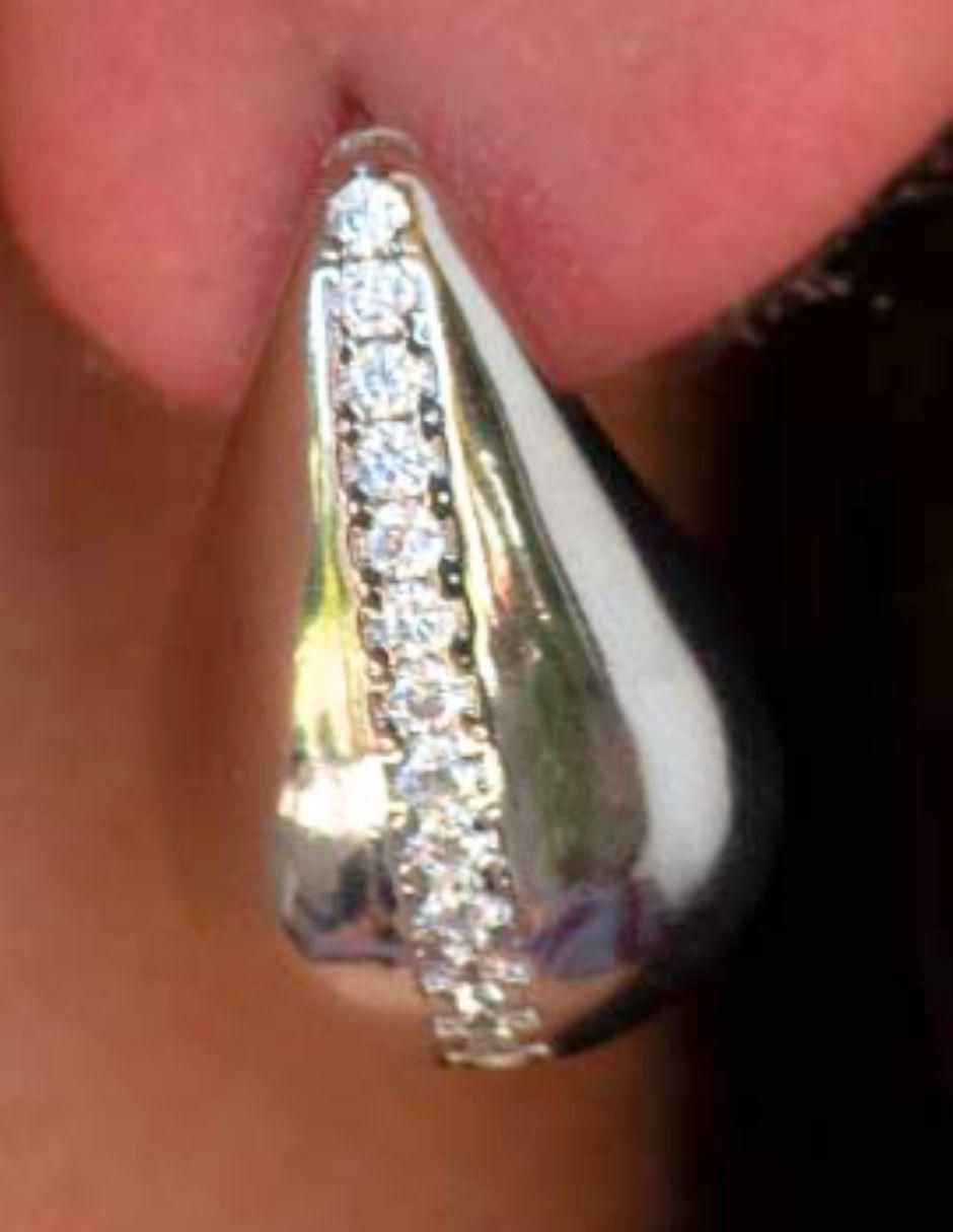Broqueles de gota con acabado baño de rodio 4