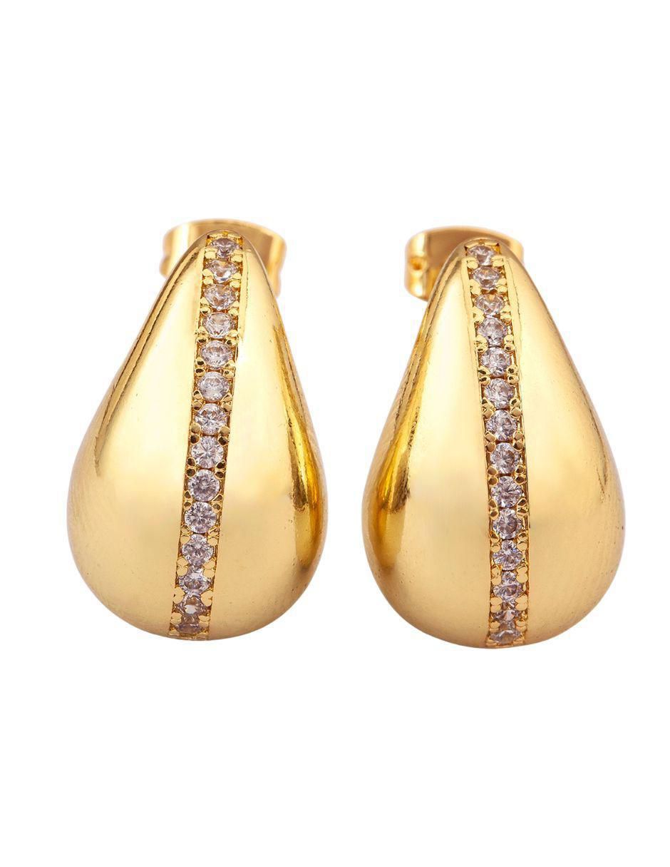 Broqueles de gota con acabado baño de oro 18 K