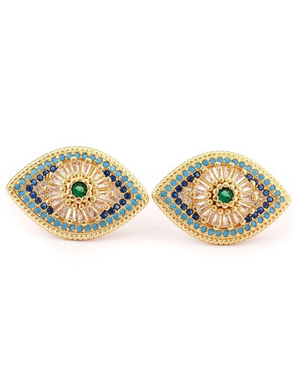 Broqueles de ojo con acabado baño de oro 18 K