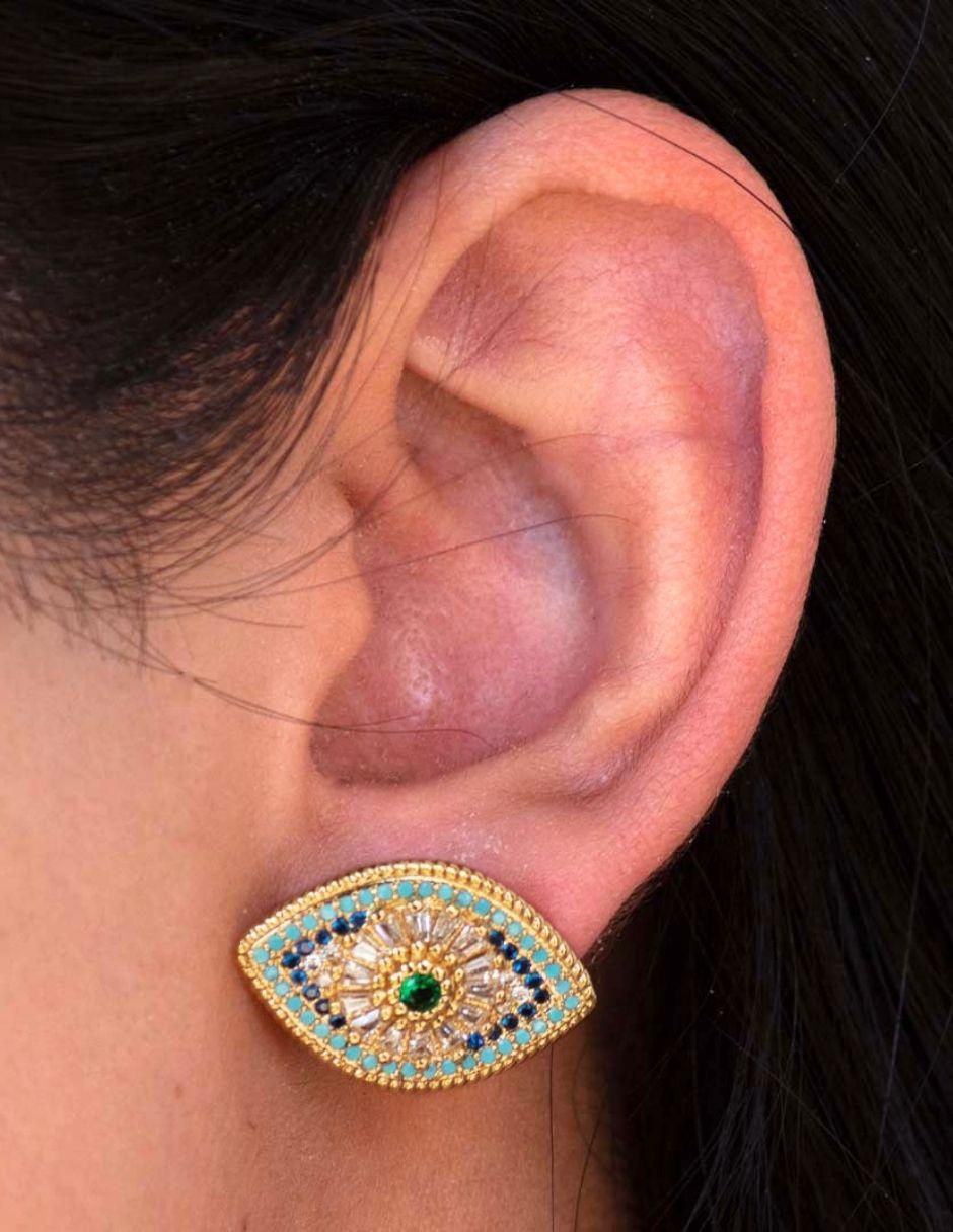 Broqueles de ojo con acabado baño de oro 18 K 3