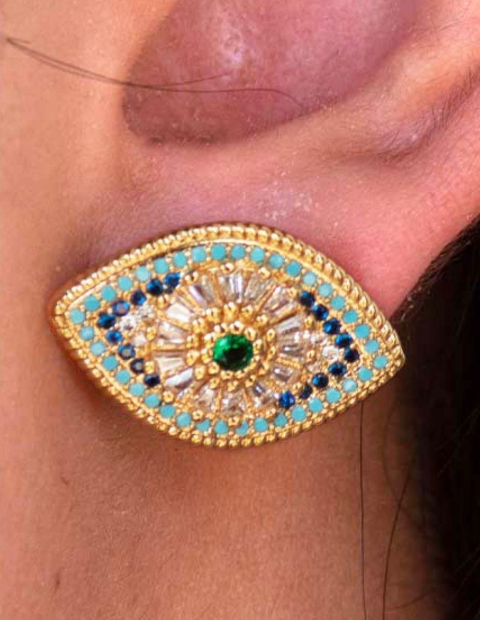 Broqueles de ojo con acabado baño de oro 18 K 4