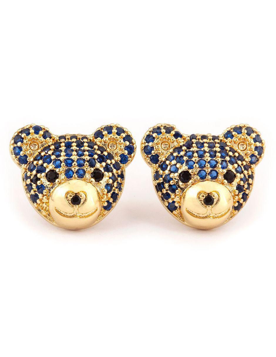 Broqueles de oso con acabado baño de oro 18 K zirconia 1