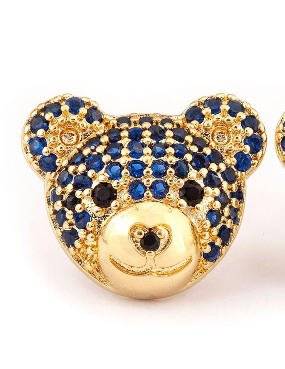 Broqueles de oso con acabado baño de oro 18 K zirconia 5